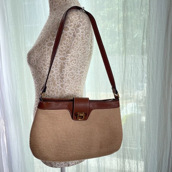 Vintage Liz Clairborne Straw Shoulder Bag - Picture 2 of 7